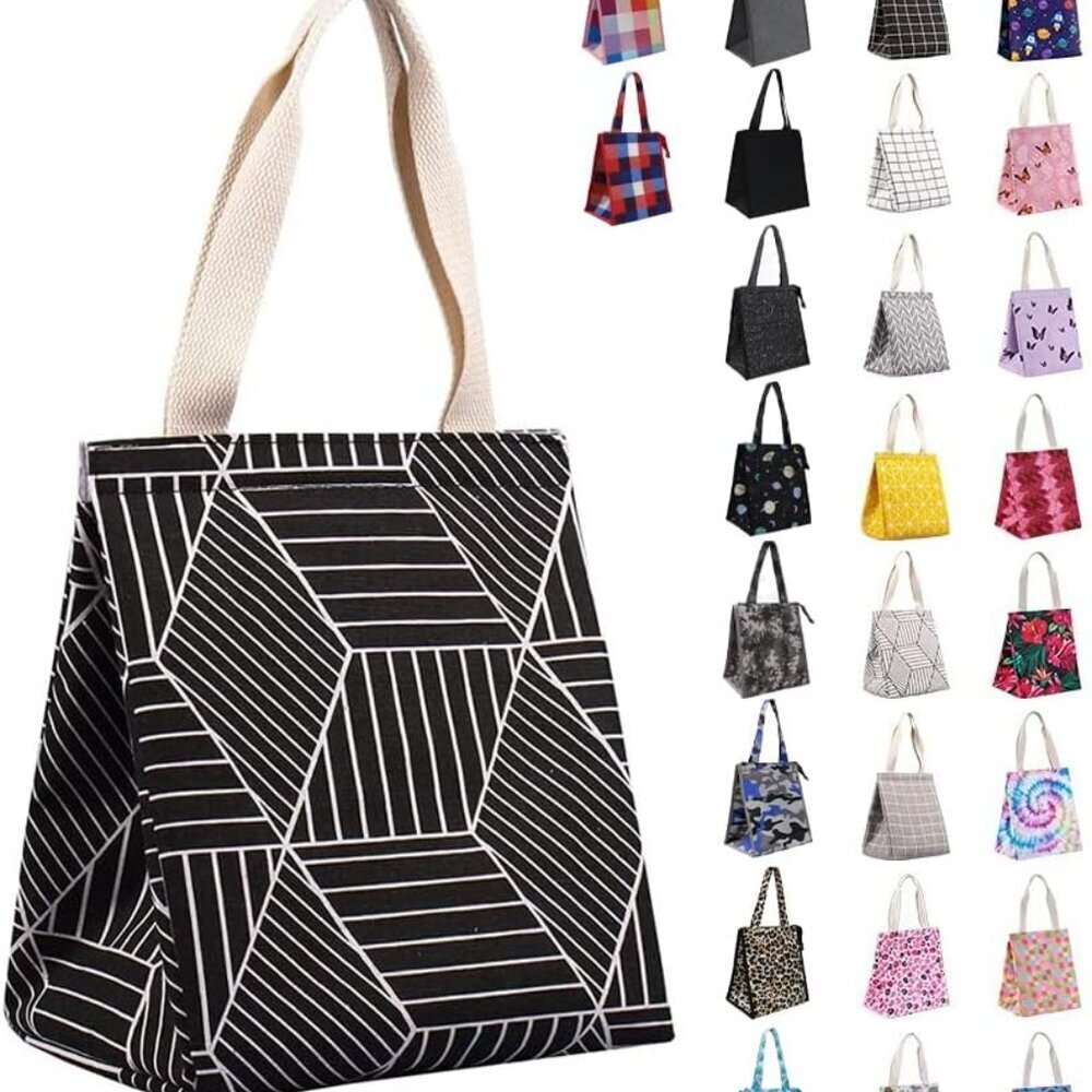 Insulated Lunch Bag for Women & Adults, 9L Foldable Wide-Open Cooler Bag with Po